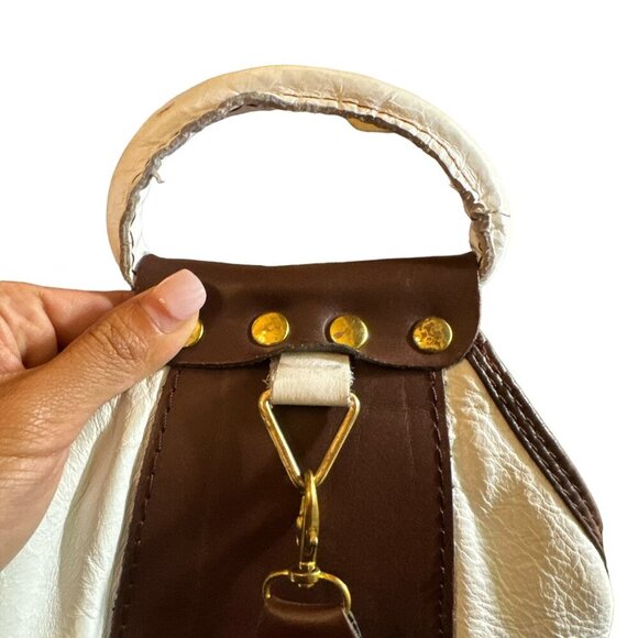 L.A. Made in Italy Leather Backpack Brown White Boho Saddlebag Style Rare